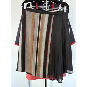 Eva Franco Tweed Sheer Asymmetrical Knee Length Skirt 12P Anthropologie